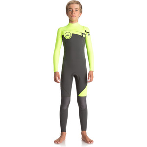 Quiksilver Boys Syncro Series 4/3mm Chest Zip Wetsuit JET BLACK / SAFETY YELLOW EQBW103021